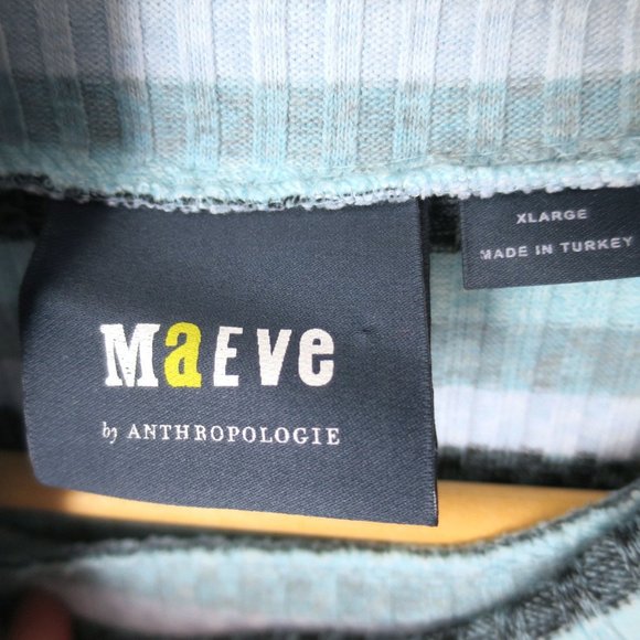 Anthropologie Maeve Puff-Sleeved Striped Turtleneck Top XL - Picture 7 of 9